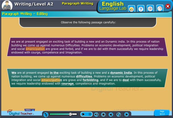 Observe the following passage carefully by paragraph writing activity